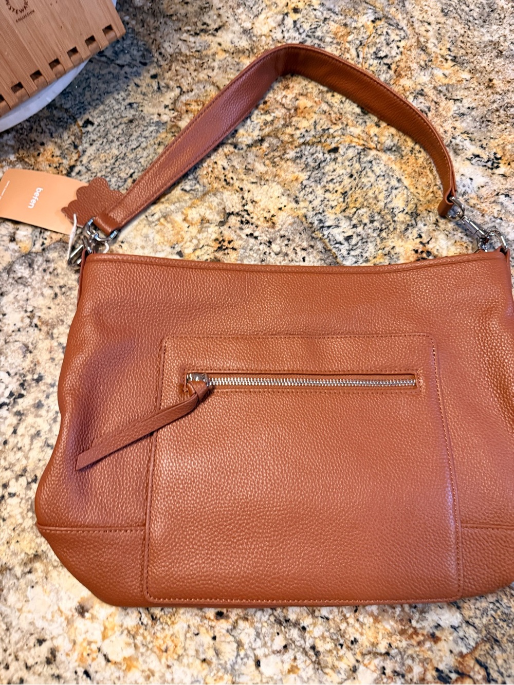 Befen Genuine Leather Shoulder Bag in Cognac